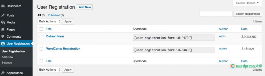 WordPress 前端注册插件 User Registration