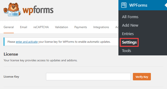 enter-wpforms-license