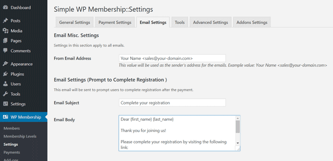 swpm-email-settings-complete-registration