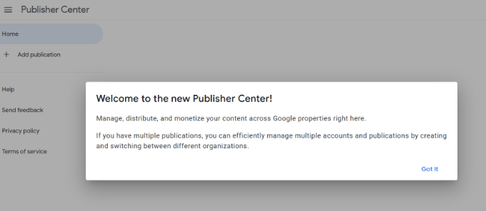 welcome-notice-in-google-publisher-center