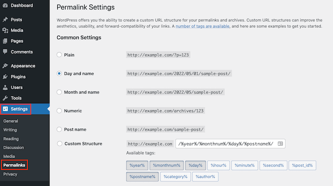 wordpress-permalinks-settings