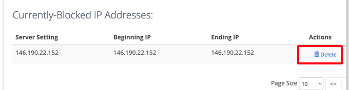 取消阻止 IP 地址