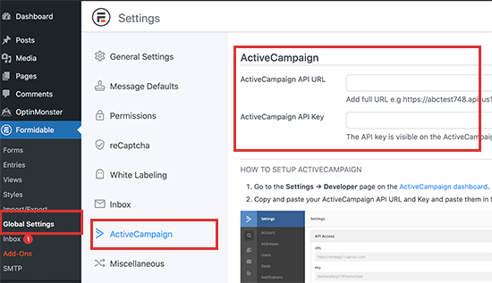 输入 ActiveCampaign API 密钥