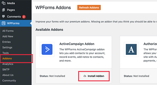 WPForms ActiveCampaign 插件