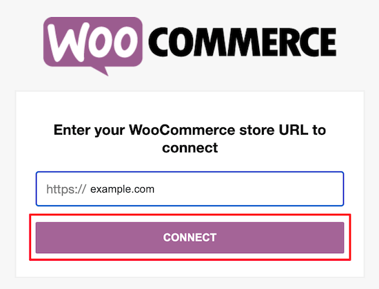 输入 WooCommerce 商店 URL
