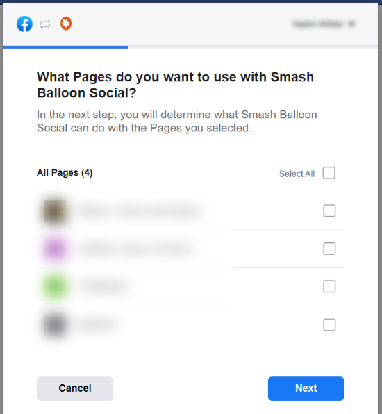 选择要与 Smash Balloon 一起使用的页面