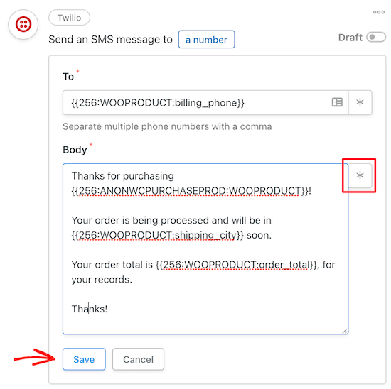 自定义 Twilio SMS 消息