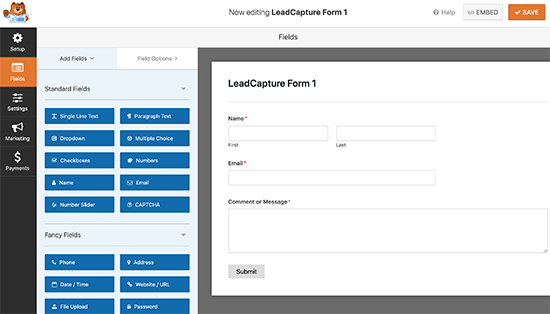 WordPress 表单生成器