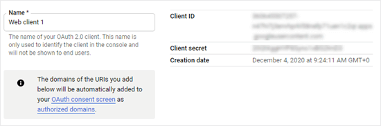 复制您的客户端 ID 和客户端密码