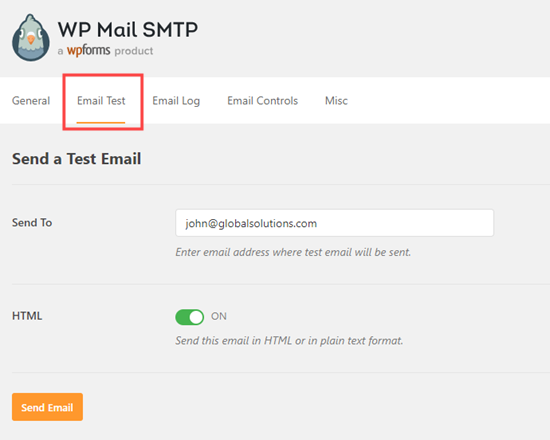 从 WP Mail SMTP 发送电子邮件测试以验证所有设置是否正确