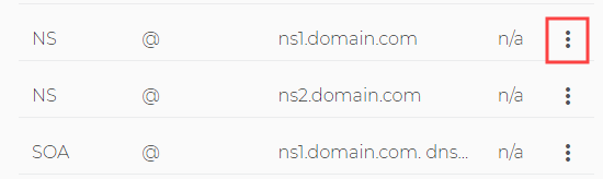 Domain.com 上的 DNS 设置列表中的名称服务器