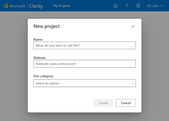 在 Microsoft Clarity 中设置新项目