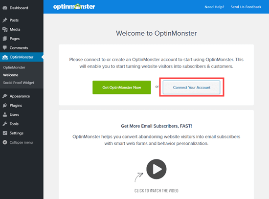 将您的 WordPress 网站连接到您的 OptinMonster 帐户