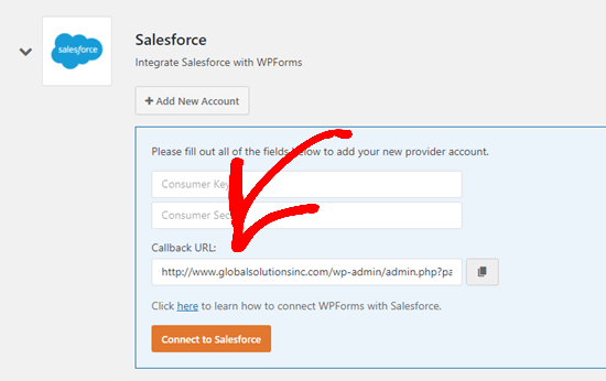 获取 Salesforce 的回调 URL