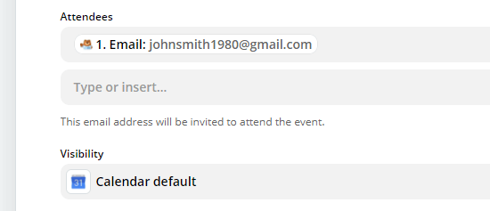 如果您想向他们发送 Google 日历邀请，请输入与会者的电子邮件地址字段