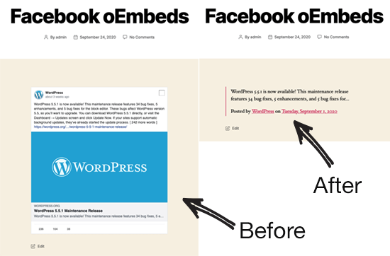 Facebook oEmbed 之前和之后