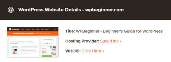 主题检测工具将 Sucuri 列为 WPBeginner 的主机