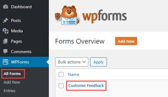 在 WPForms 中编辑您的问卷表格