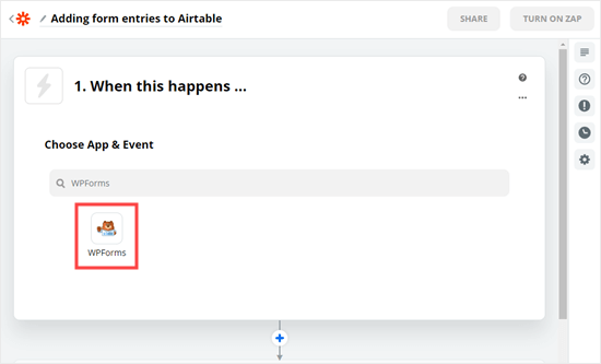 选择 WPForms 作为您的触发器应用程序