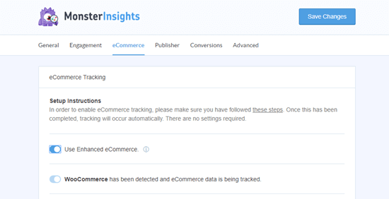 MonsterInsights 中的电子商务设置