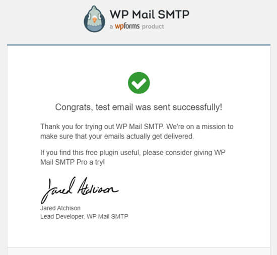 来自 WP Mail SMTP 的测试邮件