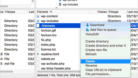 在 WordPress 中删除 .htaccess 文件