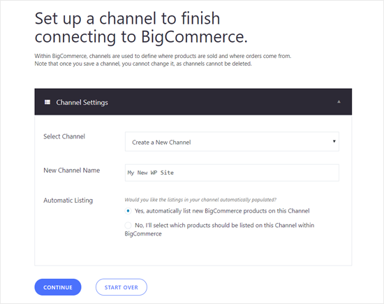 在 BIgCommerce 中为 WordPress 网站设置频道