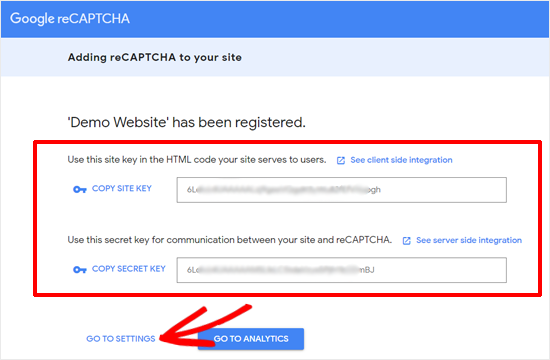 reCAPTCHA 密钥