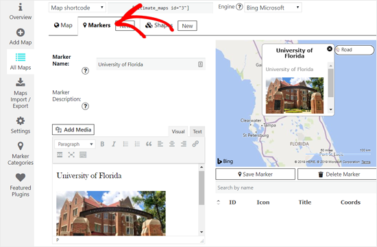 在 WordPress 中为 Bing 地图添加新标记