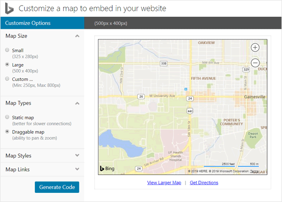 自定义 Bing 地图以嵌入 WordPress 网站