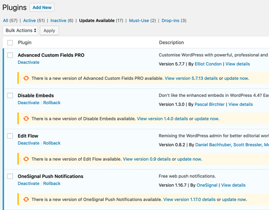 WordPress 插件一次更新一个