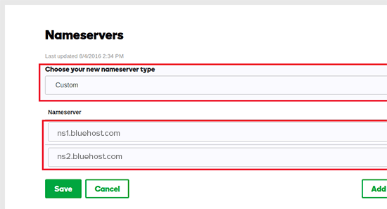 更新 DNS 名称服务器