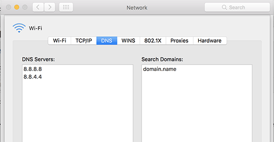 Mac 上的 DNS 设置