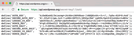 生成 WordPress 安全密钥