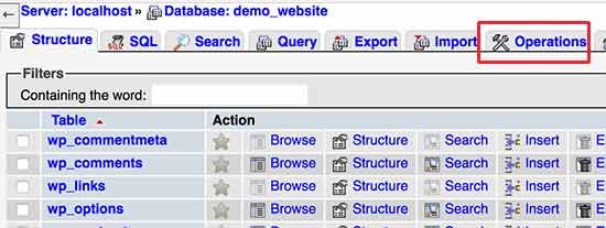 我的 phpmyadmin 中的数据库操作