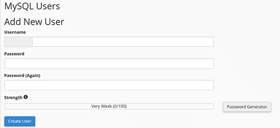 添加新的 MySQL 用户