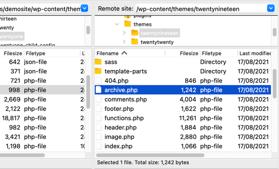 使用 FTP 软件查找 category.php 或 archive.php