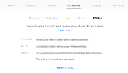 Apple 新闻 API 密钥