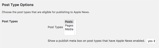 Apple News WordPress 帖子类型