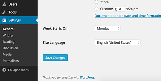 在 WordPress 设置中安装和更改语言
