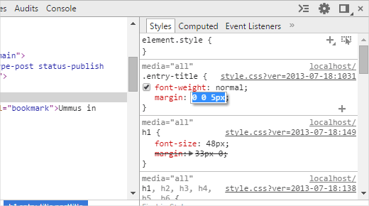 在检查元素工具中编辑 CSS