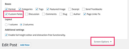在 WordPress 的帖子编辑屏幕上显示自定义字段元框