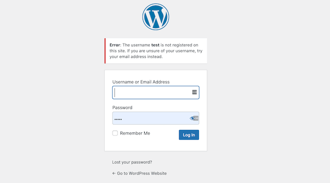 WordPress登录错误消息中的登录提示