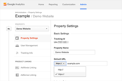 更改 Google Analytics 中的默认 URL