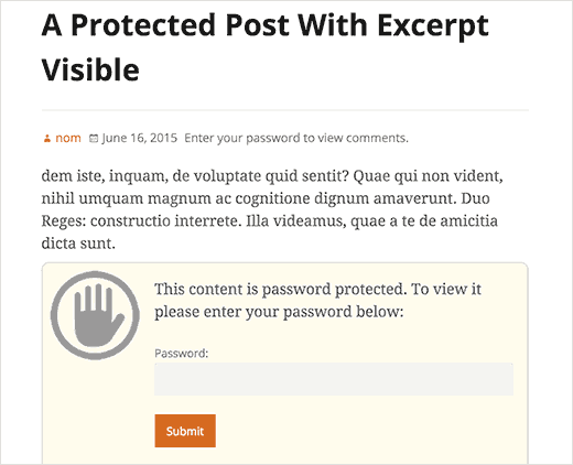 显示 WordPress 中受密码保护的帖子的摘录