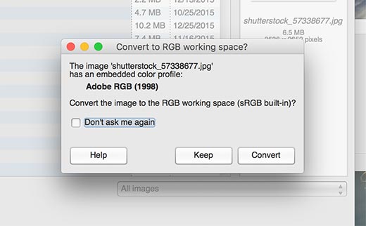 GIMP 检测并建议隐蔽色彩空间