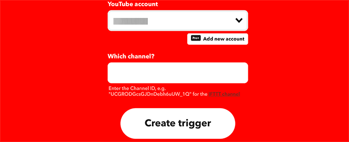 输入您的 YouTube 频道 ID