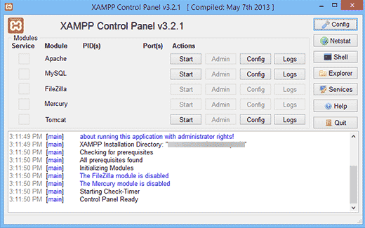 XAMPP控制中心