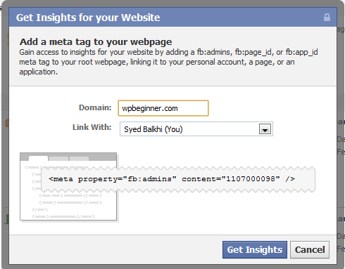 Facebook Insights 用于您的站点设置