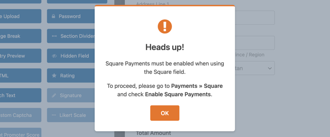 启用 Square Payments 的通知